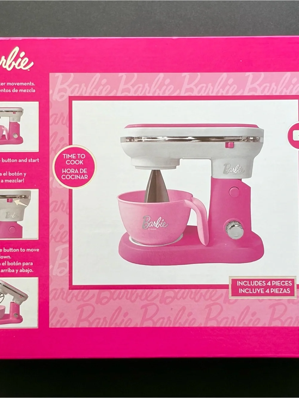 Barbie Pink‎ and White Toy Stand Mixer with Gold Accents